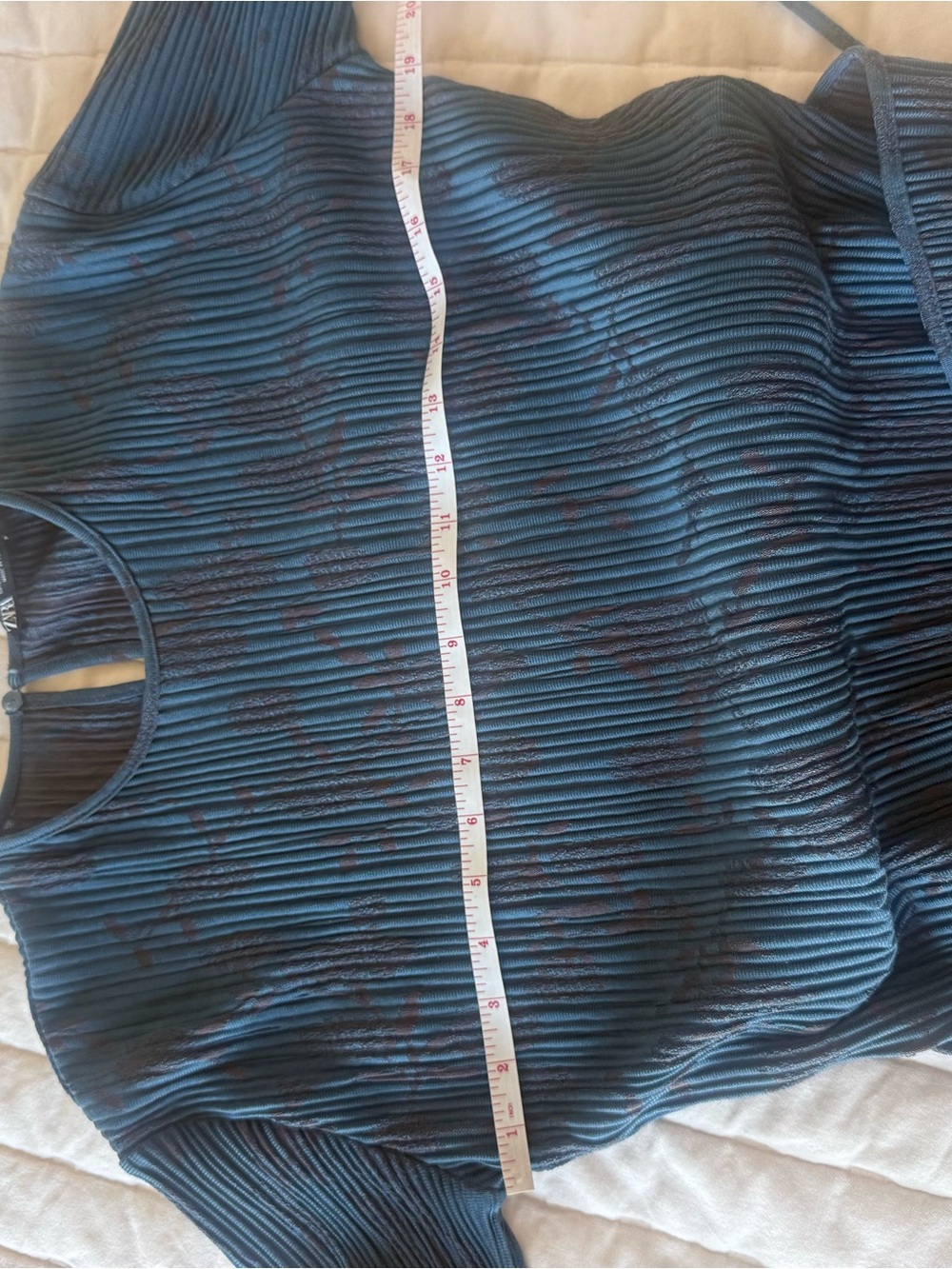 Zara Blue Long Sleeve Wrap Jacquard pleated midi Dress Size S - Picture 7 of 9
